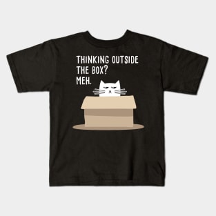 Thinking out of the Box? Meh. Funny Cat Meme Kids T-Shirt